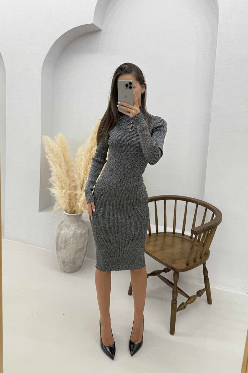 HIGH NECK SHINY STONES WOMEN DRESS BLACK/ E ZEZE - 3