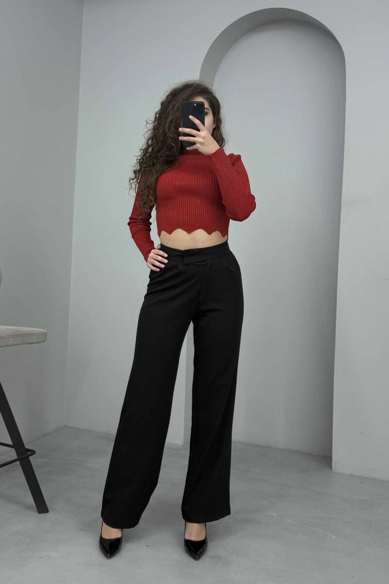 HIGH NECK SHINY WOMEN SWEATER RED/E KUQE - 2