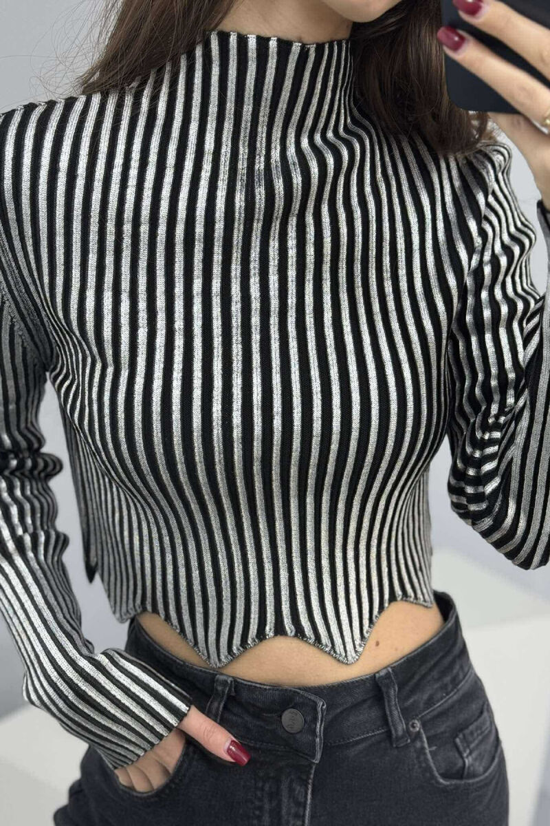 HIGH NECK SHINY WOMEN SWEATER SILVER/ARGJEND - 3