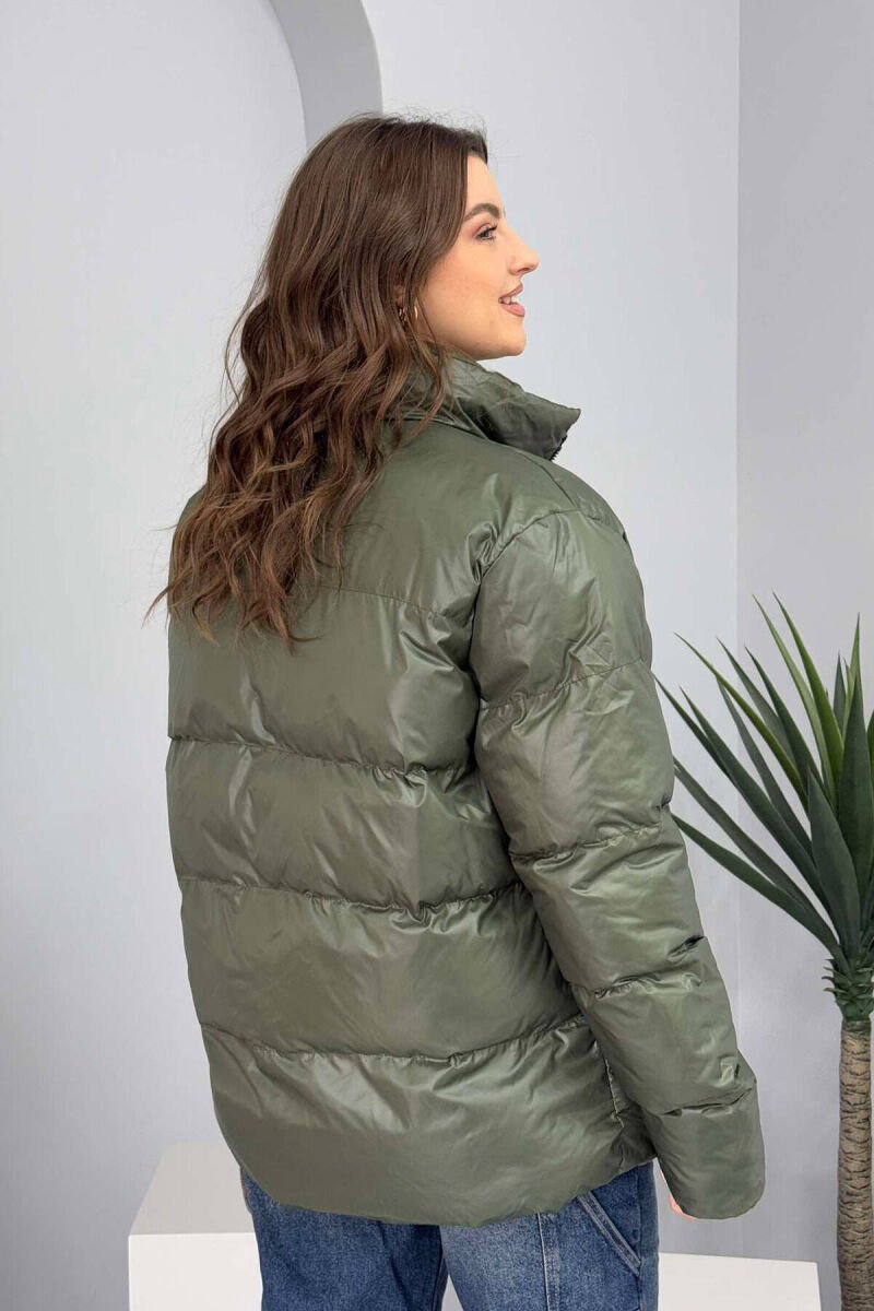 HIGH NECK SIMPLE WOMEN PUFFER JACKET GREEN/JESHILE - 6