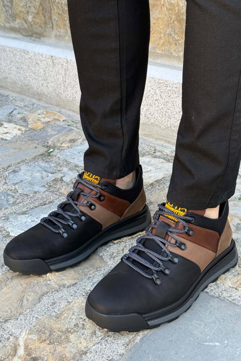 HIGH NECK SIMPLE MEN SHOES BLACK-BROWN/ZEKA - 1