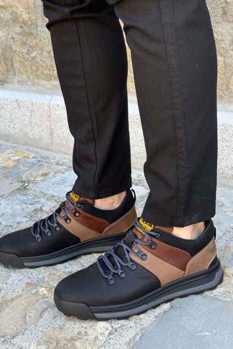 HIGH NECK SIMPLE MEN SHOES BLACK-BROWN/ZEKA - 2