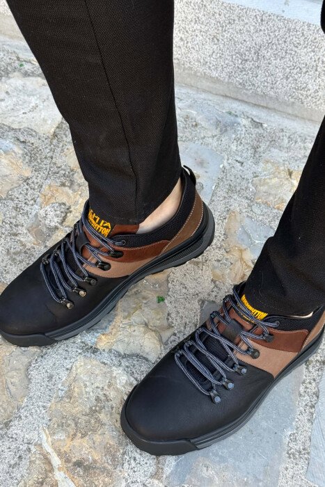 HIGH NECK SIMPLE MEN SHOES BLACK-BROWN/ZEKA - 3