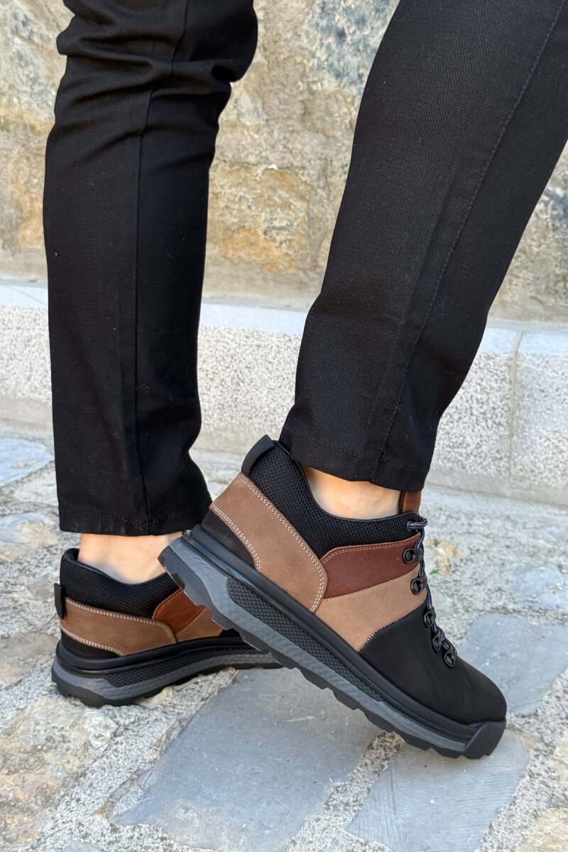 HIGH NECK SIMPLE MEN SHOES BLACK-BROWN/ZEKA - 4
