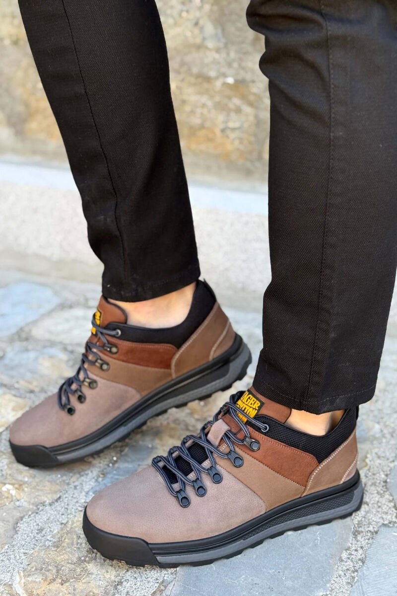 HIGH NECK SIMPLE MEN SHOES BROWN/KAFE - 1