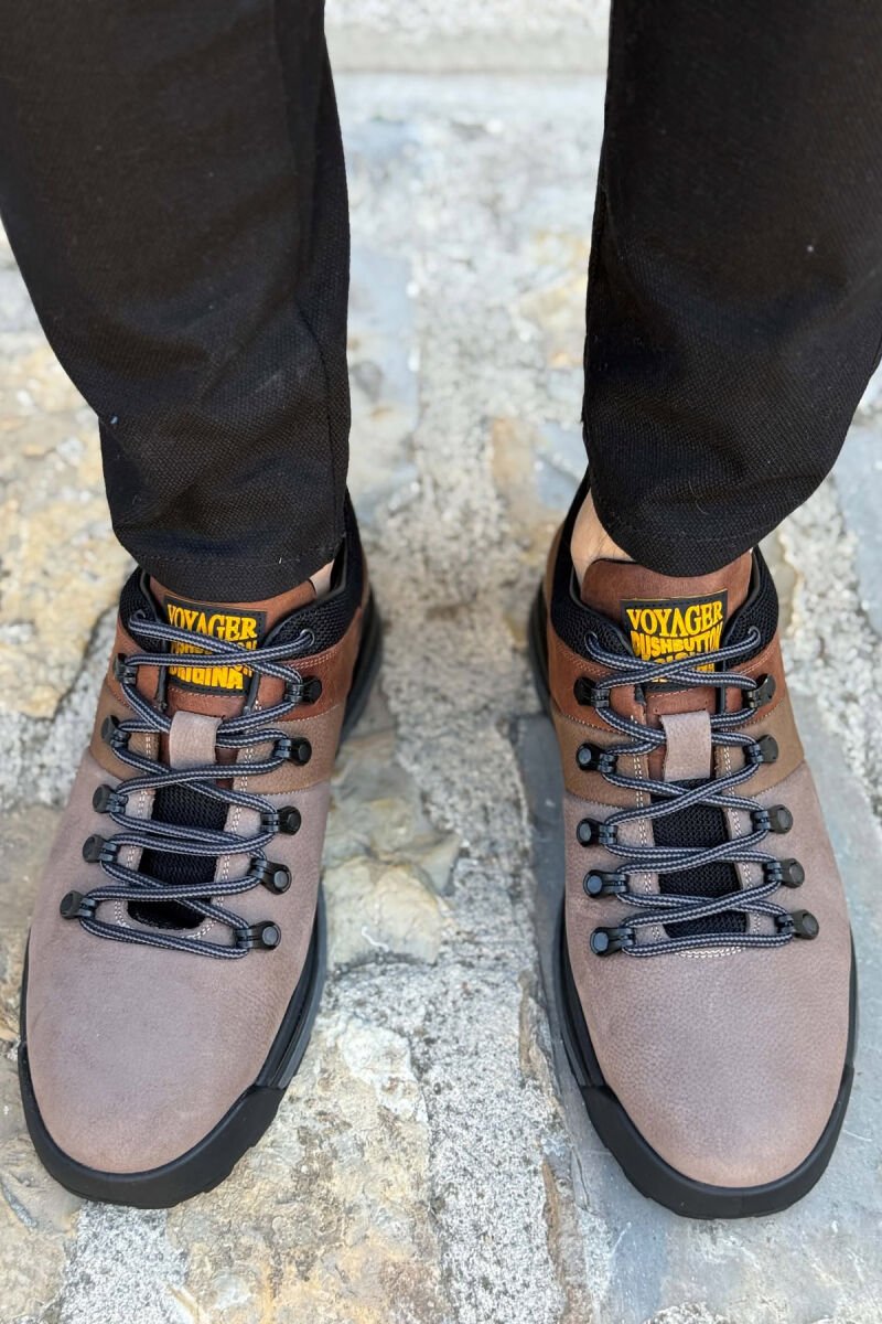 HIGH NECK SIMPLE MEN SHOES BROWN/KAFE - 2