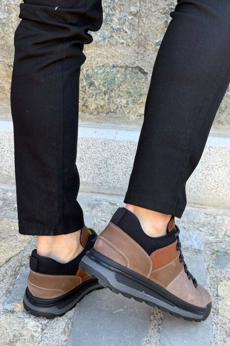 HIGH NECK SIMPLE MEN SHOES BROWN/KAFE - 3