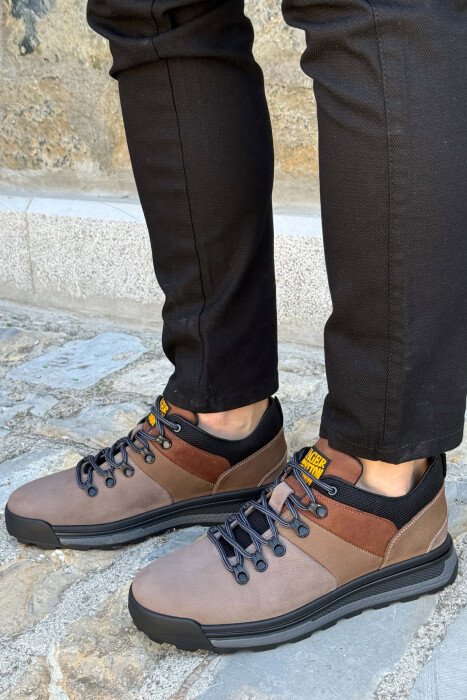 HIGH NECK SIMPLE MEN SHOES BROWN/KAFE - 4