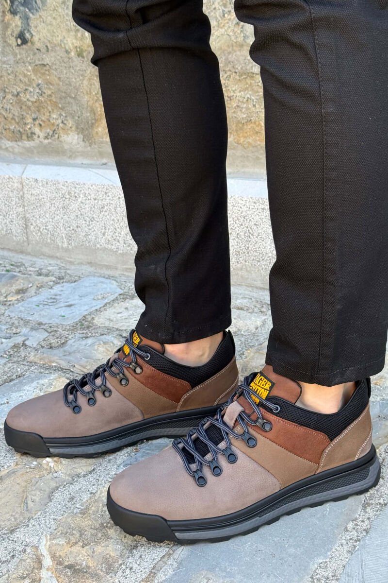 HIGH NECK SIMPLE MEN SHOES BROWN/KAFE - 4