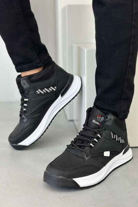 HIGH NECK SIMPLE MEN SNEAKERS BLACK-WHITE/ZB - KLAUDIO FASHION
