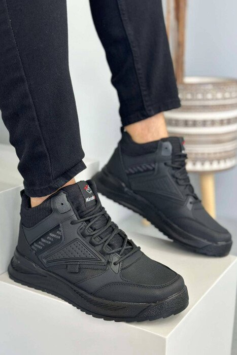 HIGH NECK SIMPLE MEN SNEAKERS BLACK/ E ZEZE - KLAUDIO FASHION
