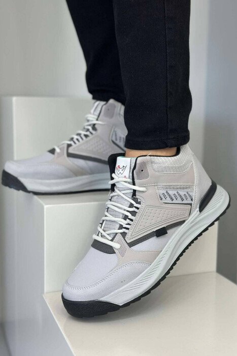 HIGH NECK SIMPLE MEN SNEAKERS LIGHT GREY/GZ - KLAUDIO FASHION