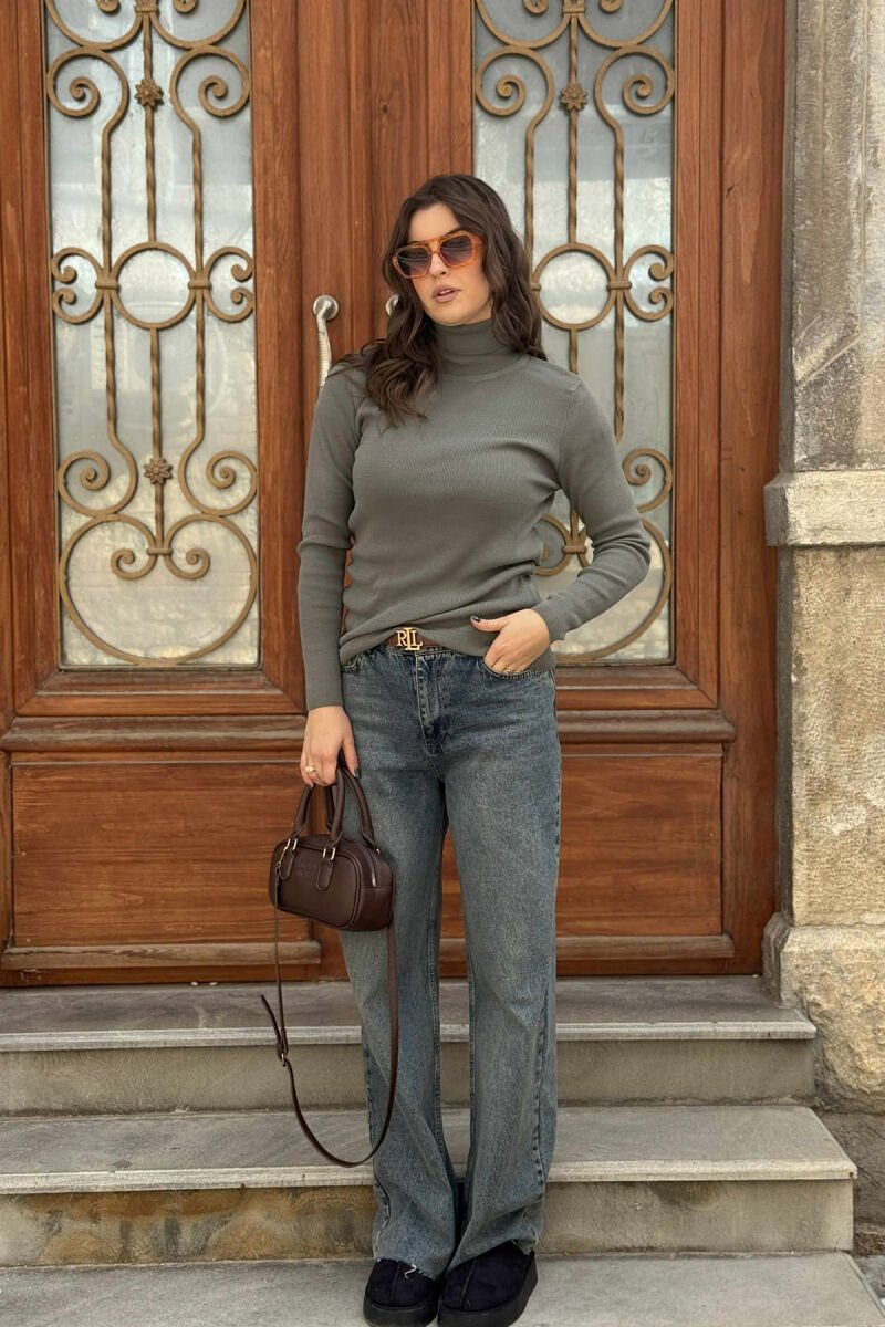 HIGH NECK SIMPLE WOMAN SWEATER MINT/MENTE - 1