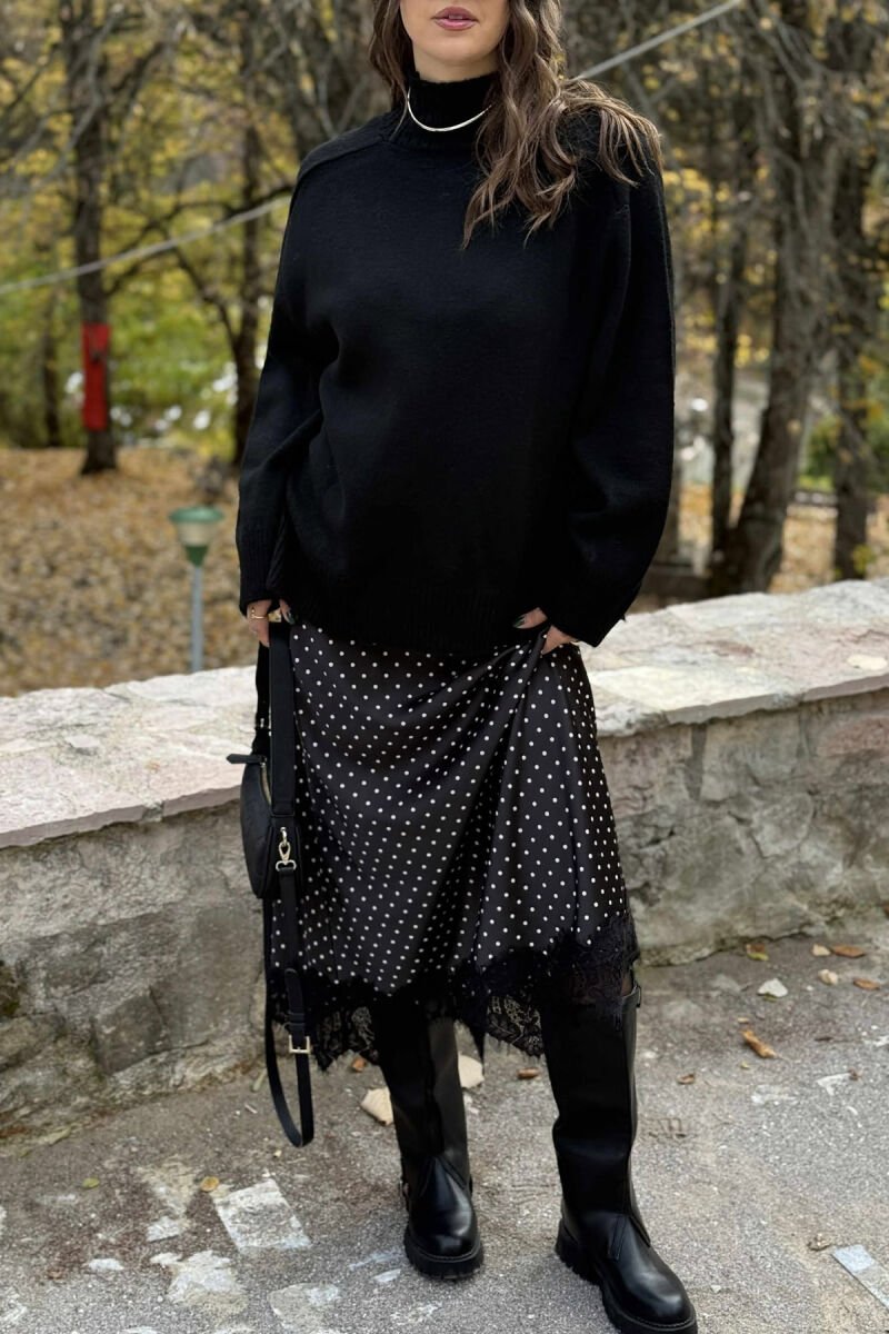 HIGH NECK SIMPLE WOMEN SWEATER BLACK/ E ZEZE - 5