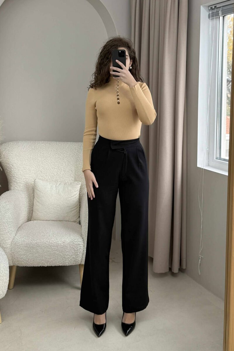 HIGH NECK STONES DETAIL WOMEN SWEATER BEIGE/BEZHE - 3