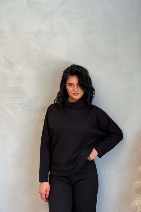HIGH NECK SWEATSHIRT + TROUSERTS WOMAN SET BLACK/ E ZEZE - 4