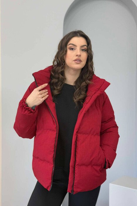 XHUP ME JAKË TË GJATË PËR FEMRA NË NGJYRËN VISHNJË - KLAUDIO FASHION