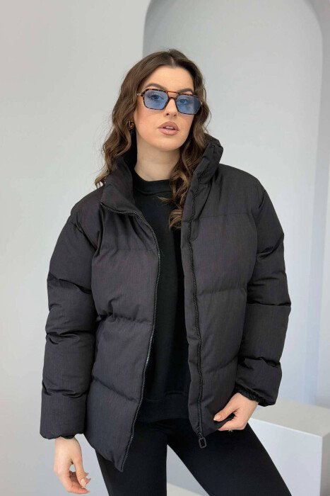 XHUP ME JAKË TË GJATË PËR FEMRA NË NGJYRËN GRI E ERRËT - KLAUDIO FASHION