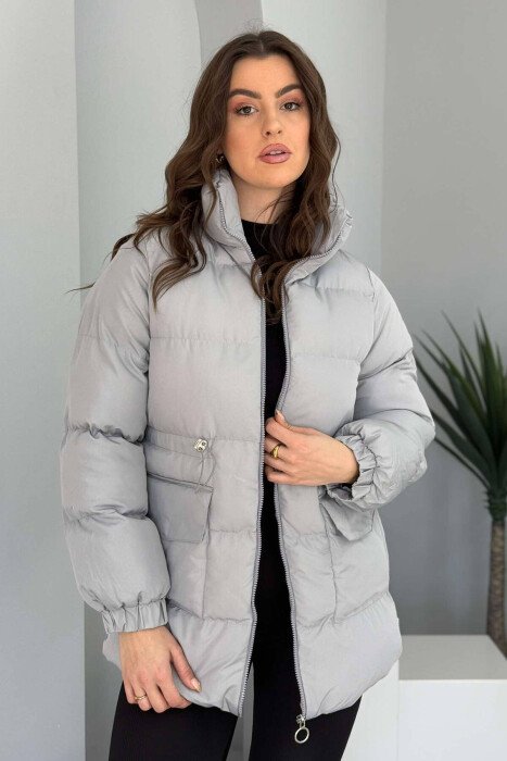 XHUP ME JAKË TË GJATË PËR FEMRA NË NGJYRËN GRI - KLAUDIO FASHION