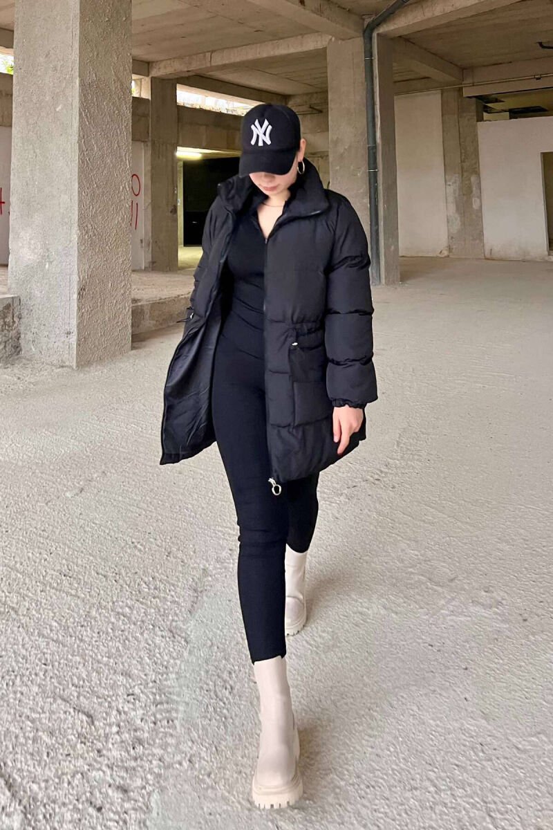HIGH NECK WOMEN PUFFER JACKET BLACK/ E ZEZE - 2