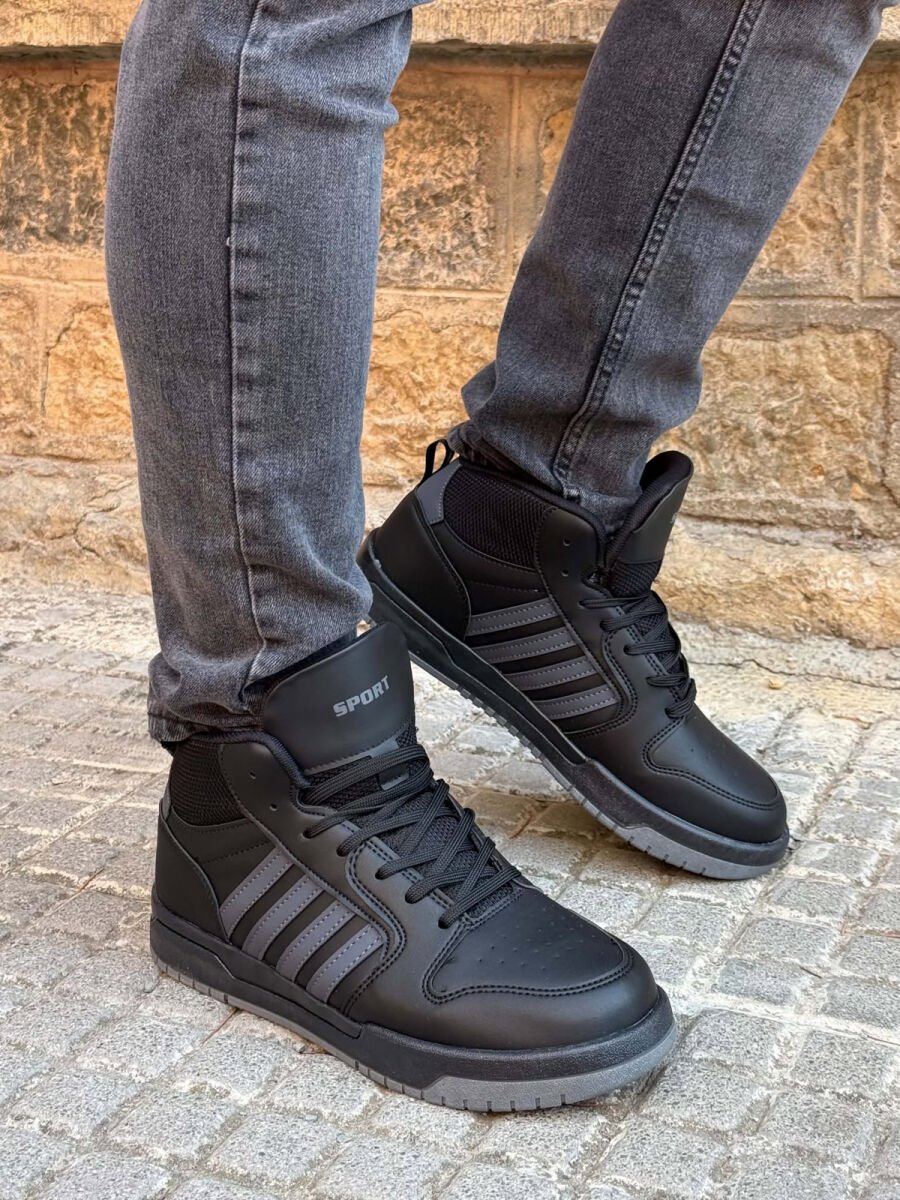 HIGH TOP FOUR STRIPES MEN SNEAKERS BLACK-GREY/ZEGR - 2