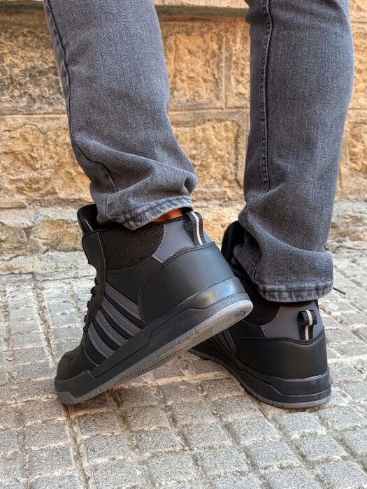 HIGH TOP FOUR STRIPES MEN SNEAKERS BLACK-GREY/ZEGR - 3