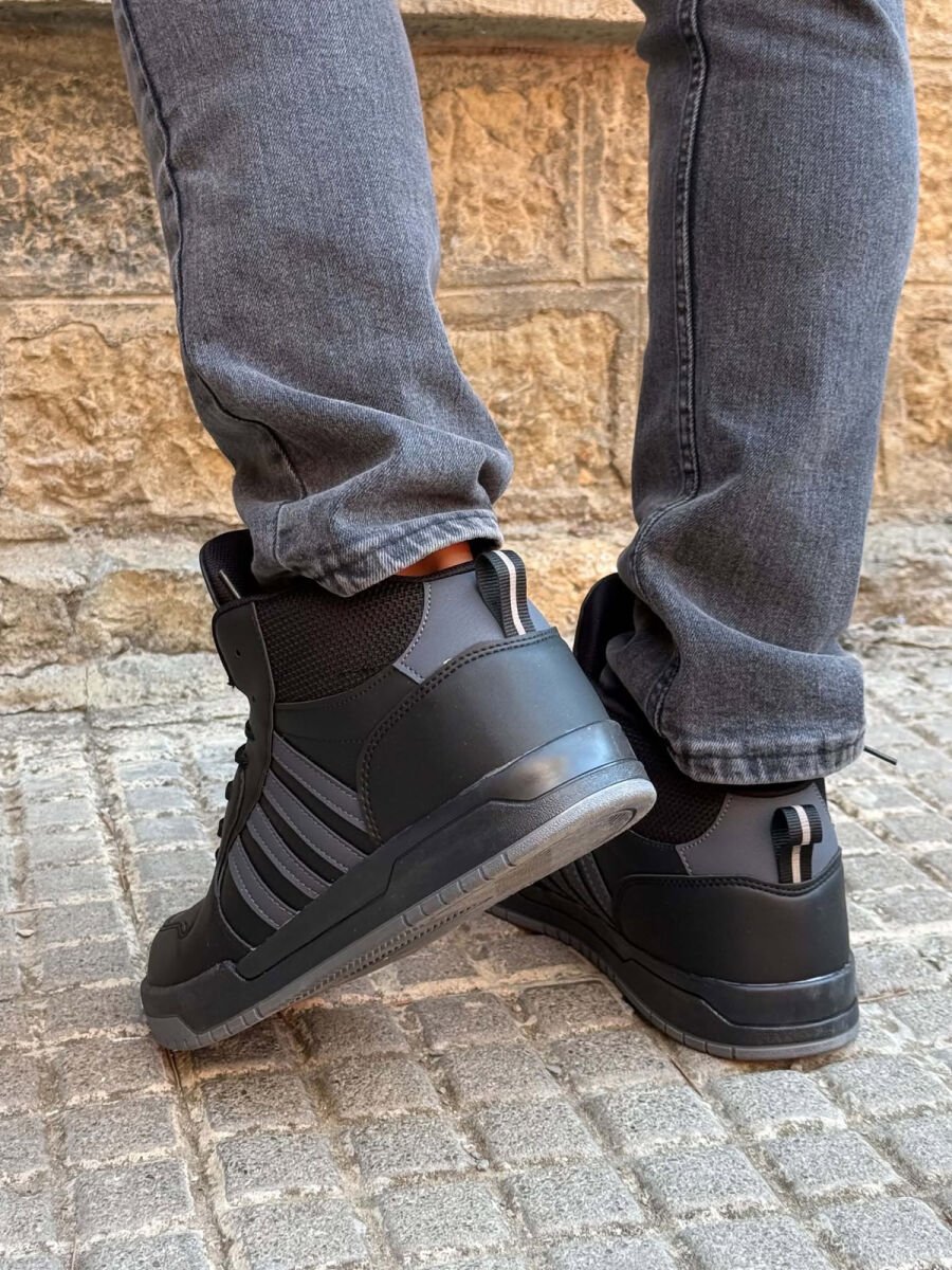 HIGH TOP FOUR STRIPES MEN SNEAKERS BLACK-GREY/ZEGR - 3
