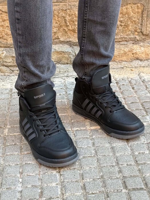 HIGH TOP FOUR STRIPES MEN SNEAKERS BLACK-GREY/ZEGR - 4