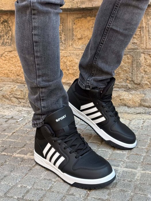 HIGH TOP FOUR STRIPES MEN SNEAKERS BLACK-WHITE/ZEBA - 2