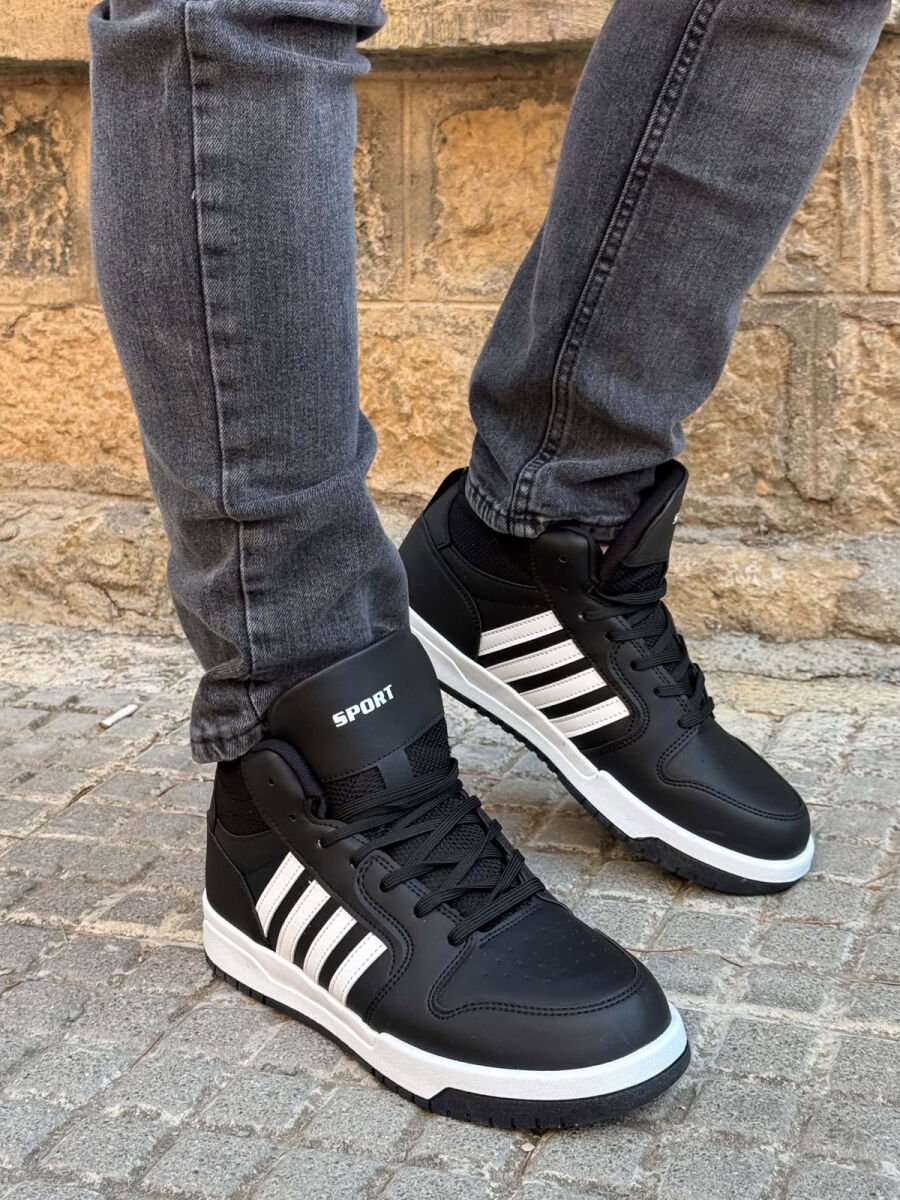 HIGH TOP FOUR STRIPES MEN SNEAKERS BLACK-WHITE/ZEBA - 2
