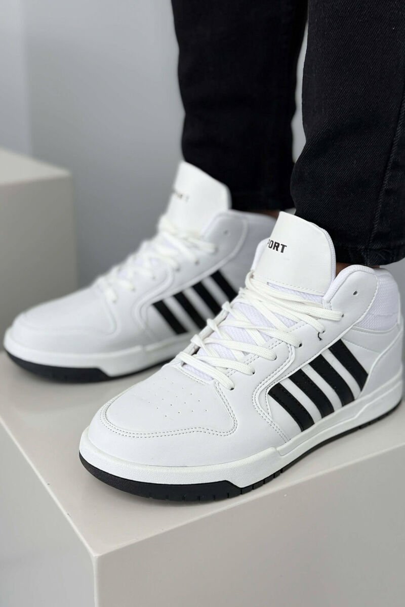 HIGH TOP FOUR STRIPES MEN SNEAKERS WHITE-BLACK/BAZE - 4