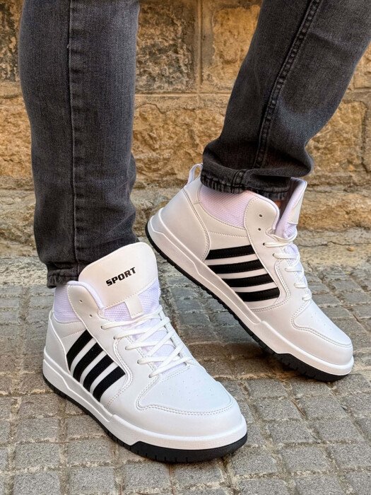 HIGH TOP FOUR STRIPES MEN SNEAKERS WHITE-BLACK/BAZE - 3