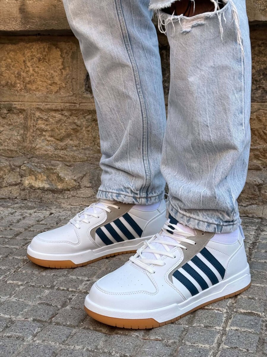 HIGH TOP FOUR STRIPES MEN SNEAKERS WHITE-BLUE/BABL - 1