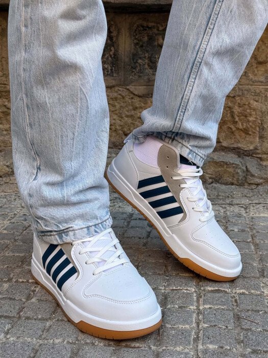 HIGH TOP FOUR STRIPES MEN SNEAKERS WHITE-BLUE/BABL - 2