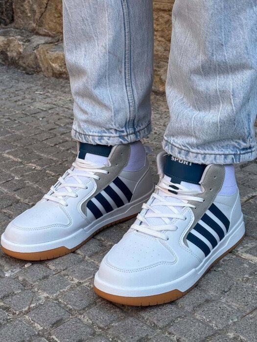 HIGH TOP FOUR STRIPES MEN SNEAKERS WHITE-BLUE/BABL - 4