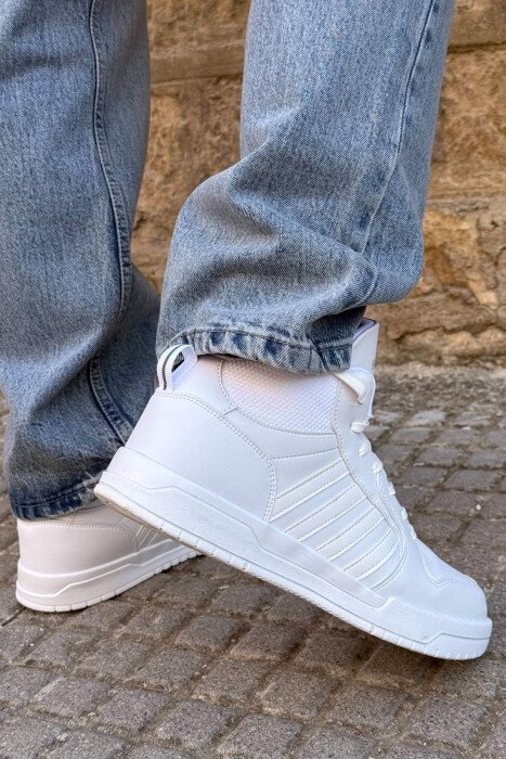 HIGH TOP FOUR STRIPES MEN SNEAKERS WHITE-E BARDHE - 2