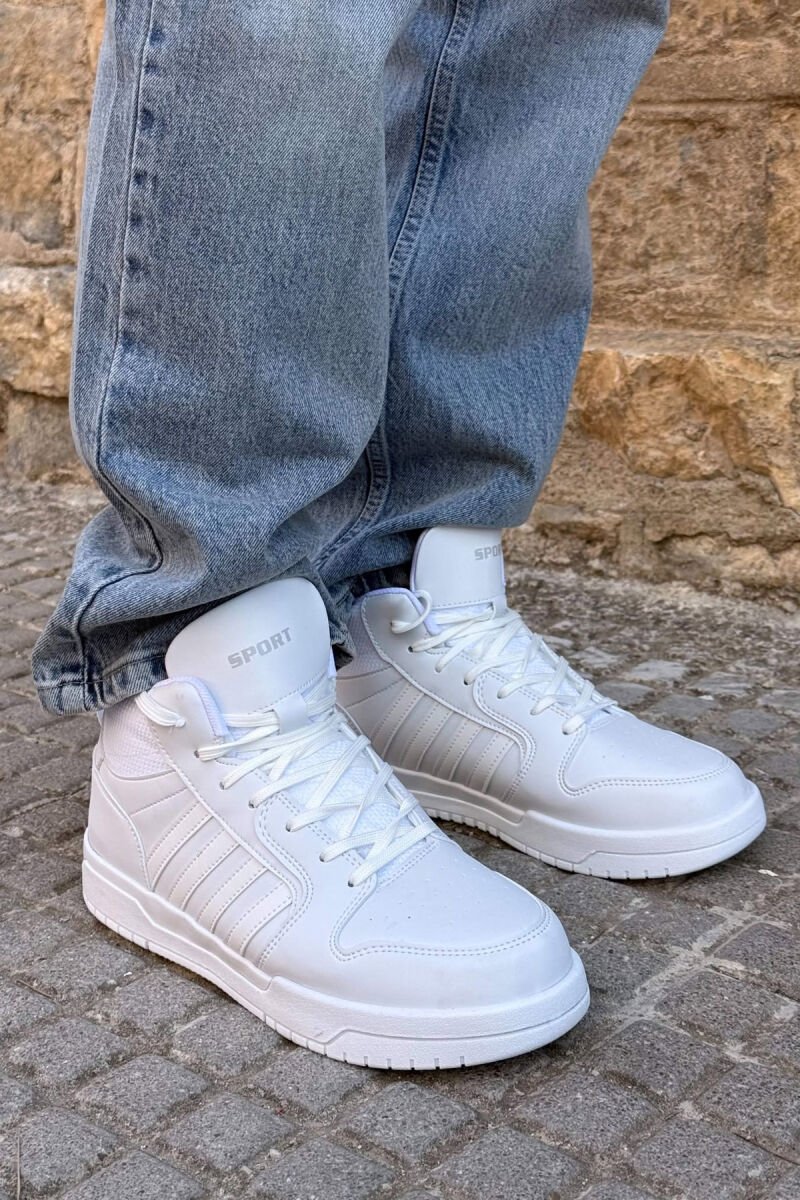 HIGH TOP FOUR STRIPES MEN SNEAKERS WHITE-E BARDHE - 3