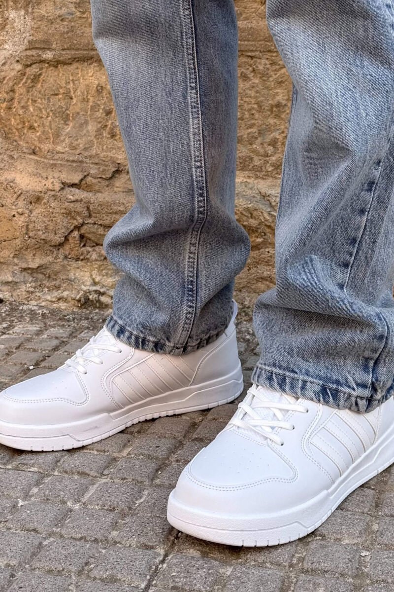 HIGH TOP FOUR STRIPES MEN SNEAKERS WHITE-E BARDHE - 4