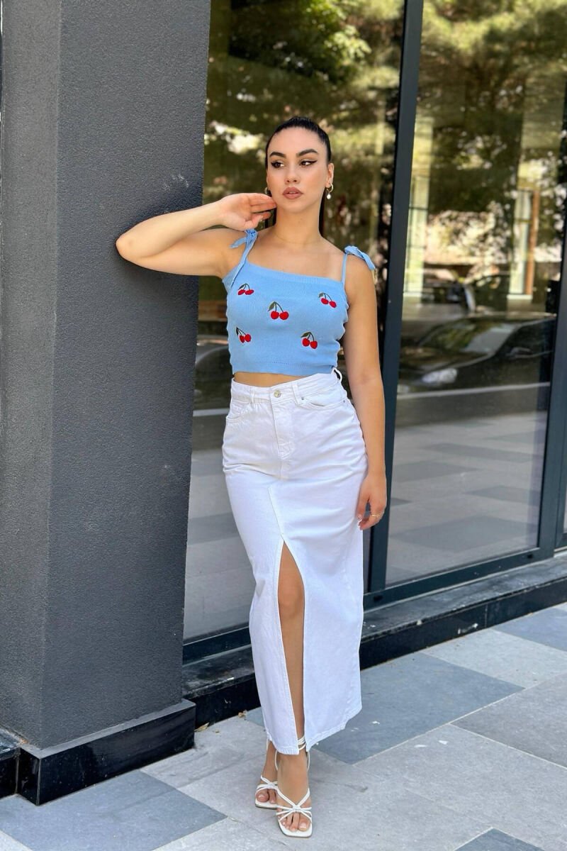 HIGH WAIST LONG WOMAN SKIRT WHITE-E BARDHE - 2
