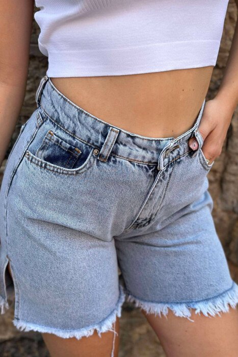 HIGH WAIST SHORT WOMEN JEANS LIGHTBLUE/BZ - 1