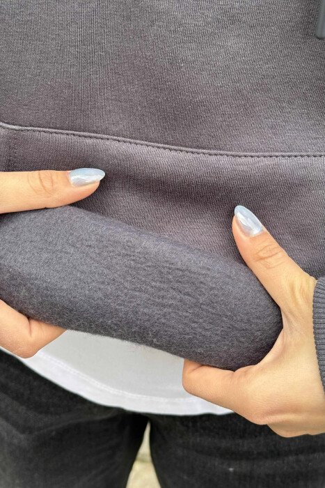 HOOD COTTON FLUFFY WOMAN HOODIE GREY/GRI - 4