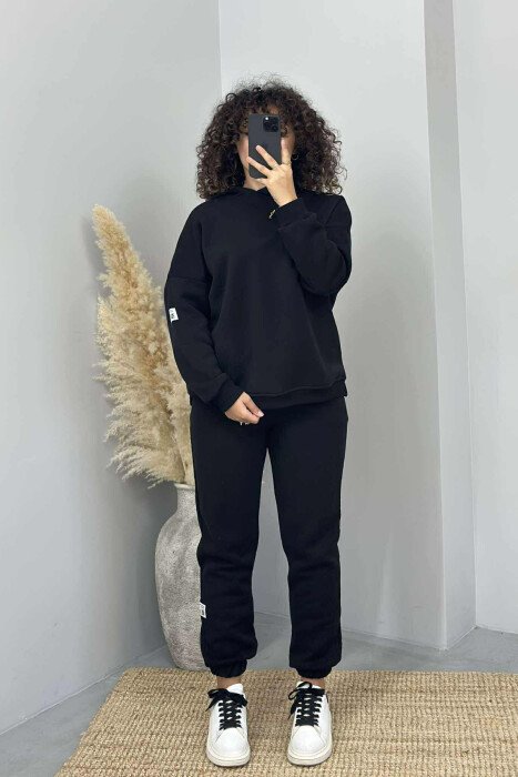 HOOD COTTON FLUFFY WOMAN SET BLACK/ E ZEZE - 1