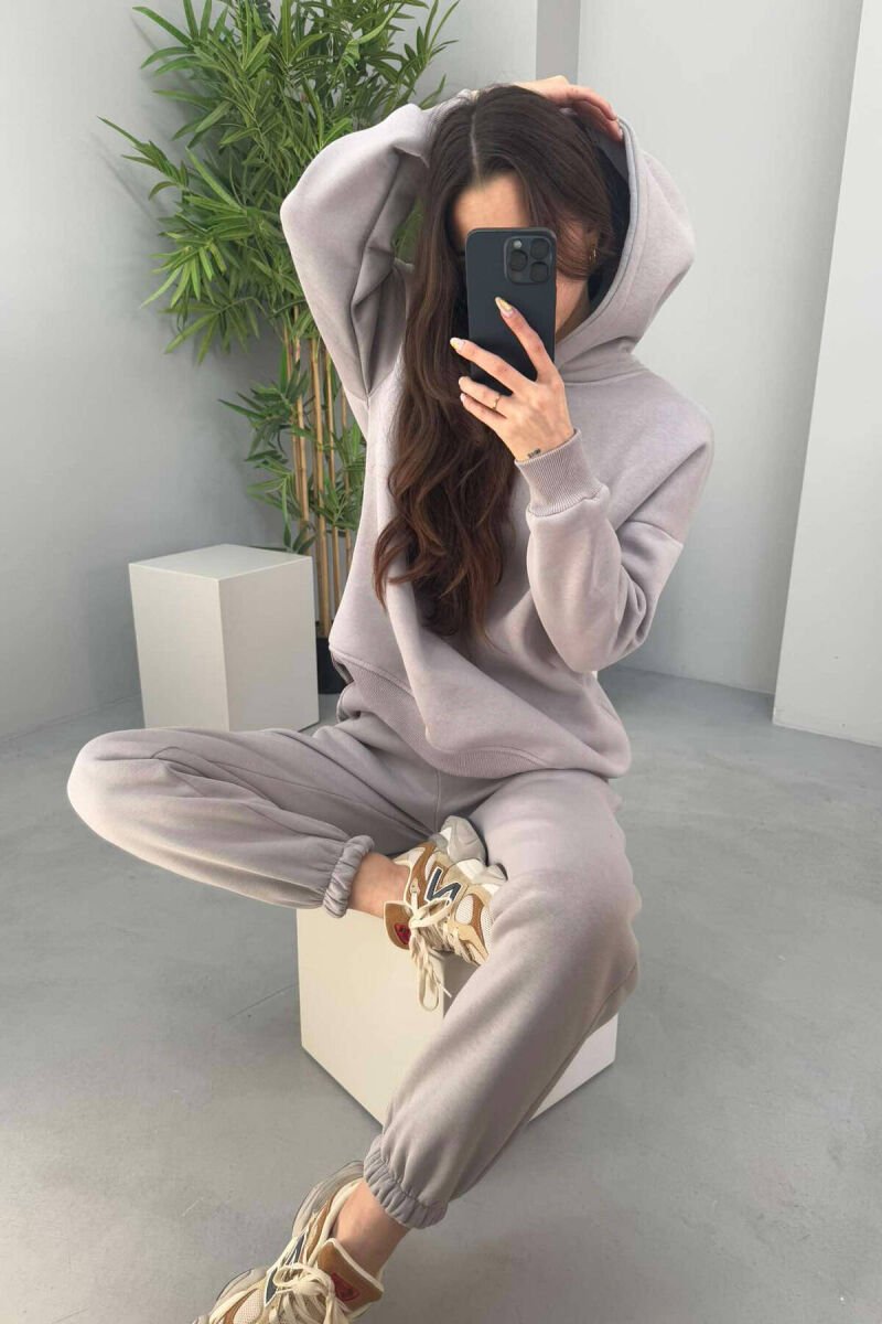 HOOD COTTON FLUFFY WOMAN SET GREY/GRI - 5