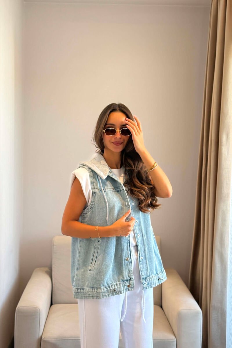 HOOD DENIM WOMAN VEST LIGHTBLUE/BZ - 4