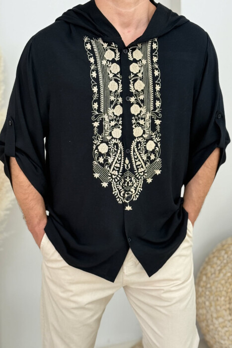 HOOD DESIGNED MEN T-SHIRT BLACK/ E ZEZE - 3