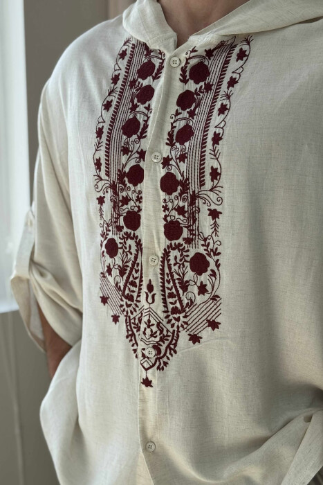 HOOD DESIGNED MEN T-SHIRT CREAM/KREM - 2