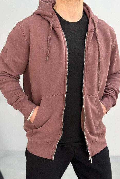 HOOD FLUFFY MEN JACKET BROWN/KAFE - 1