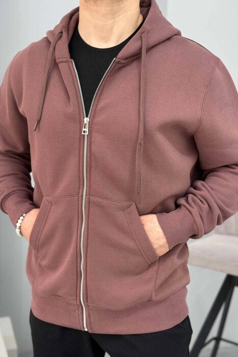 HOOD FLUFFY MEN JACKET BROWN/KAFE - 3
