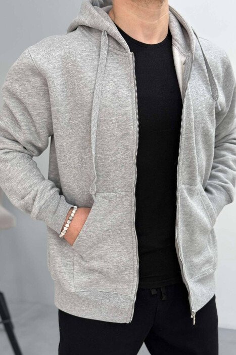 XHAKETË ME PUSH PËR MESHKUJ NË NGJYRËN GRI E ZBARDHUR - KLAUDIO FASHION