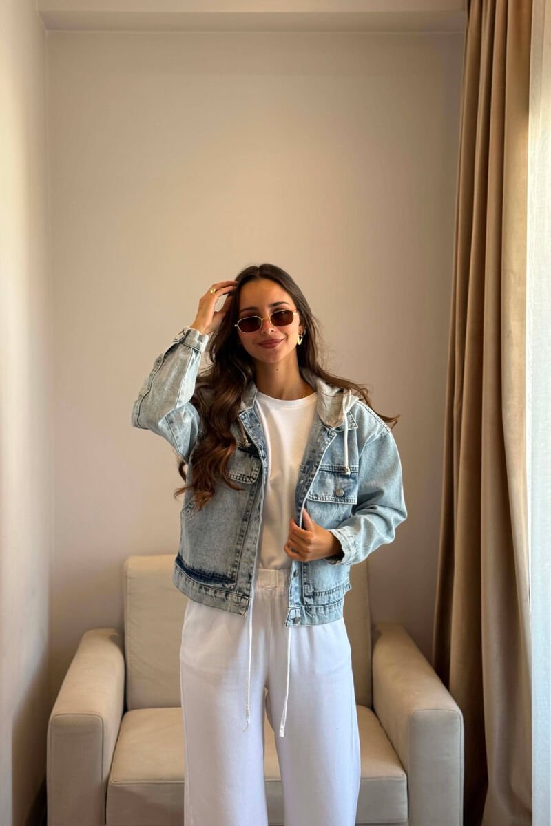 HOOD POCKET DENIM WOMAN JACKET LIGHTBLUE/BZ - 4